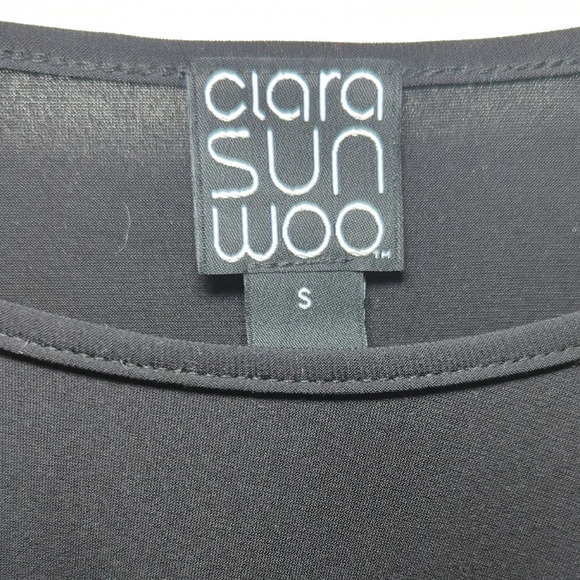 CLARA SUNWOO Elegant Black Minimalist Tie-Front Top Women's Size S - Picture 2 of 4